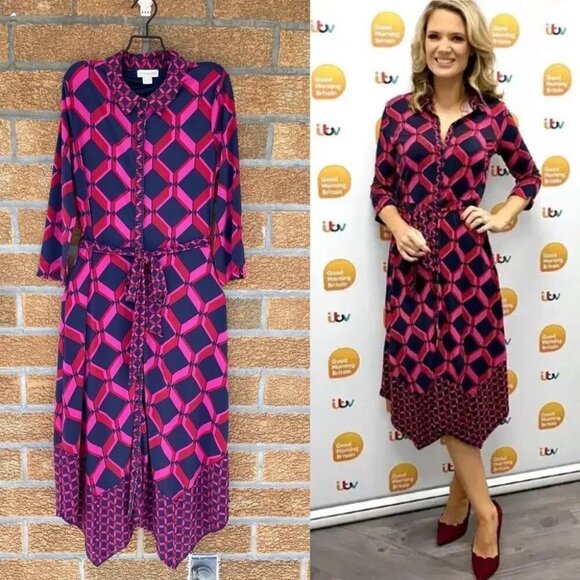 Monsoon Gabby Geo Print Shirt Dress size 8 - Picture 1 of 14